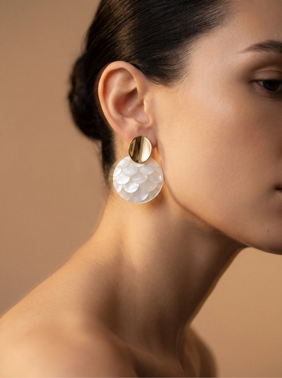 Scale White Gold Earrings