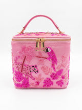Tropical Pink Hand-Embroidered Vanity Bag