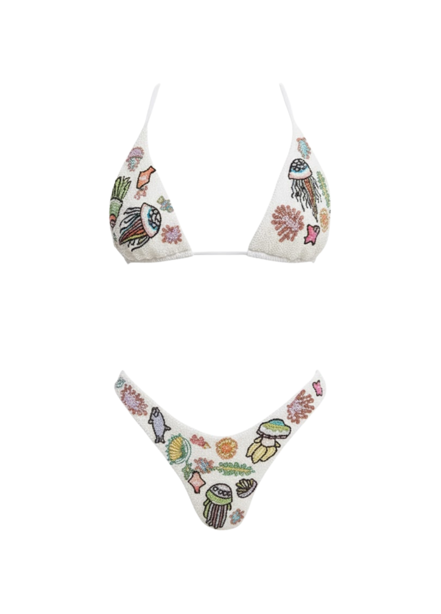Jellyfish Bikini Top - White