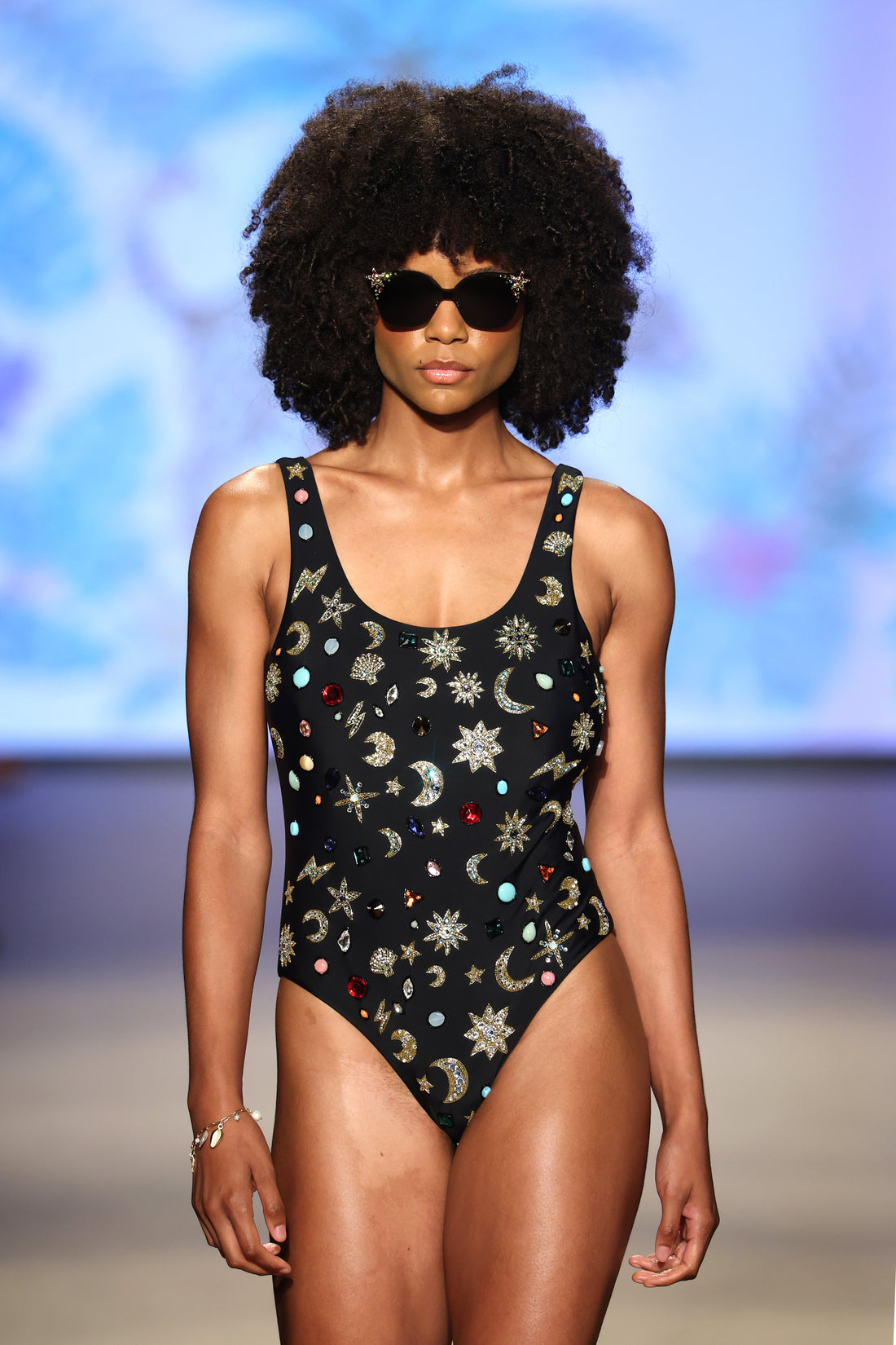 Celestial Tide Black Swimsuit