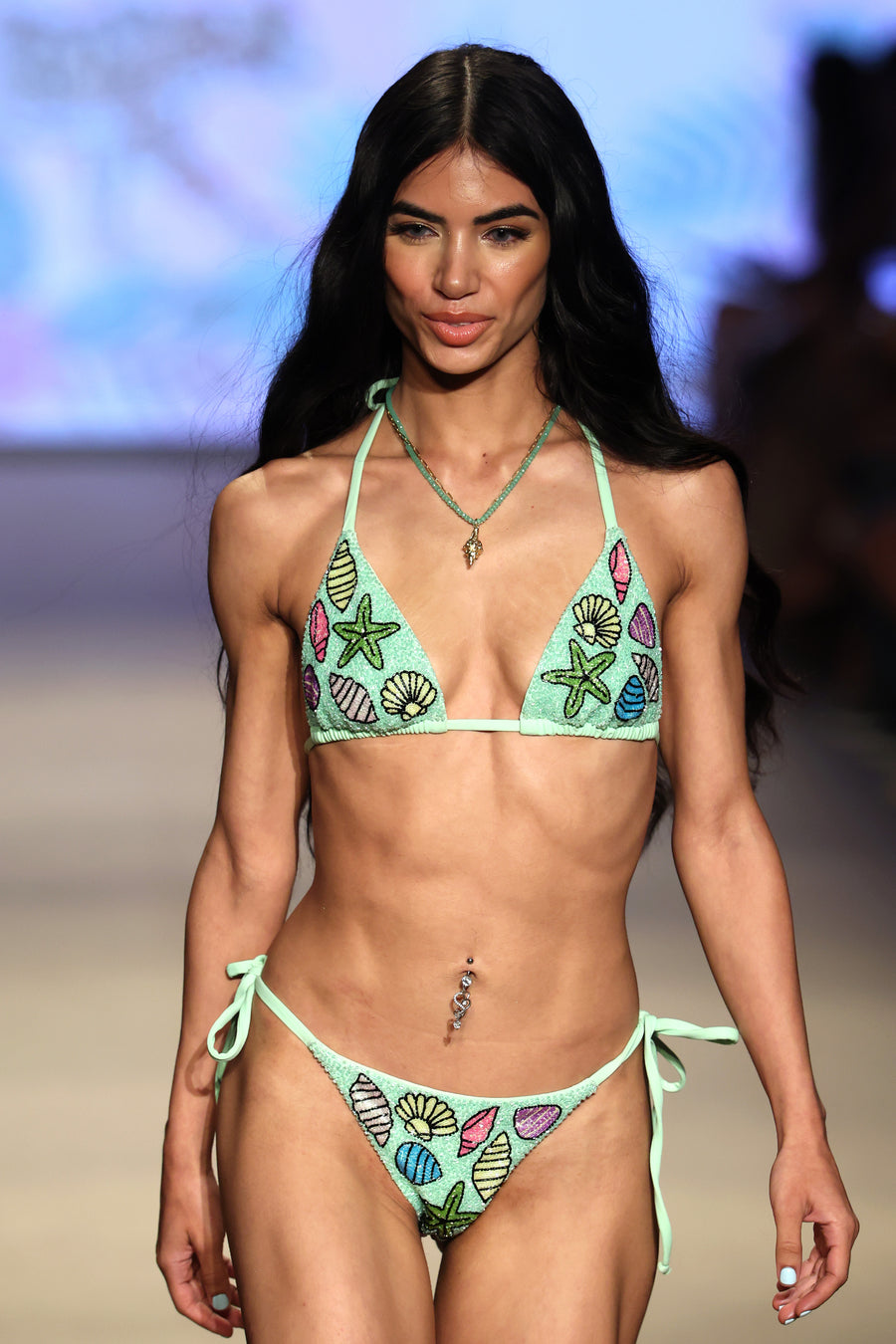 Starfish Shell Green Bikini Bottom