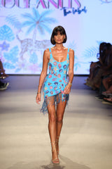 Oceanic Blue Tasseled Sarong