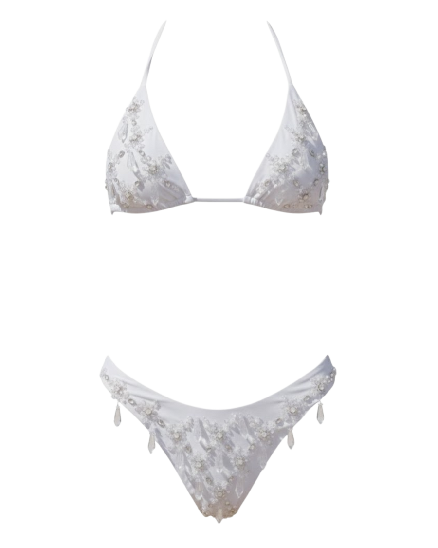 Calliope Luxury Crystal Bikini Bottom White
