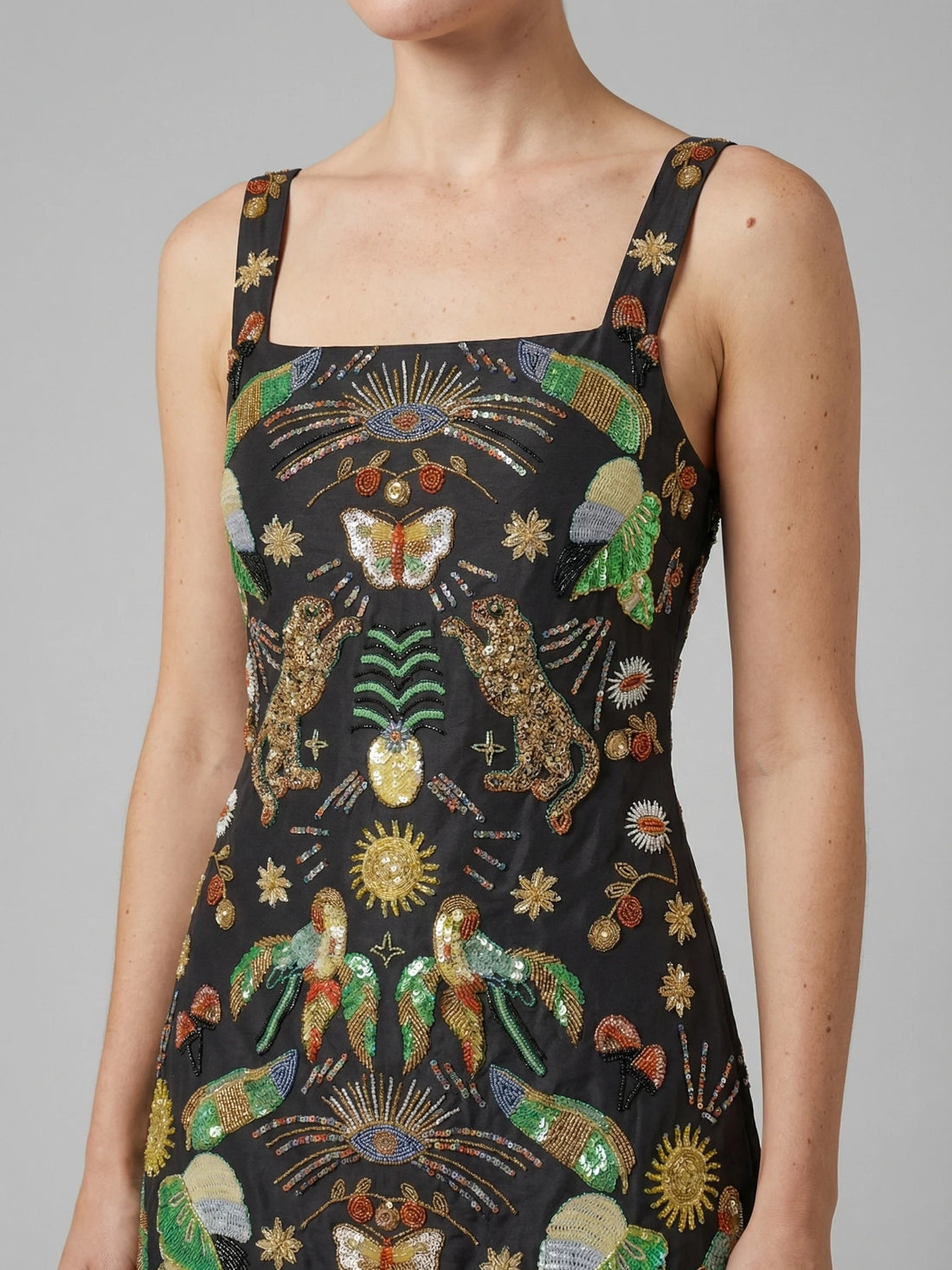 Aurelia Embroidered Luxury Mini Dress Black