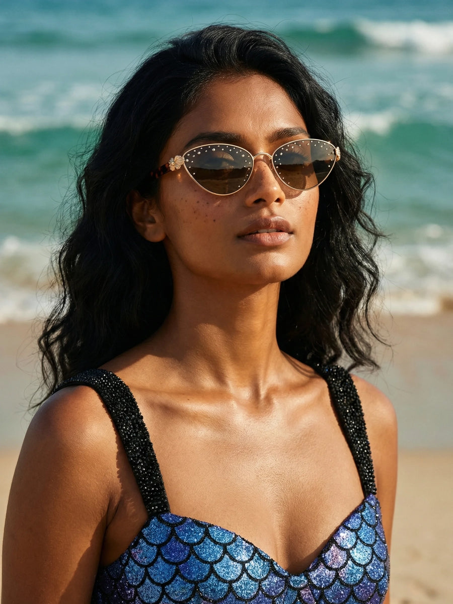 Oceanus x SOJOS Darling Sunglasses Brown