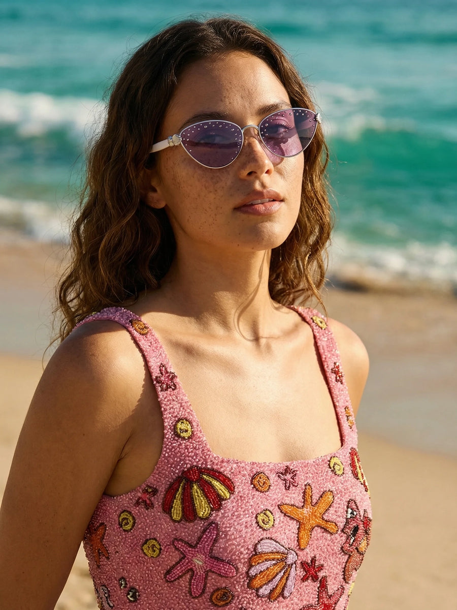 Oceanus x SOJOS Darling Sunglasses Purple