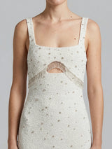 Posy White Beaded Mini Dress