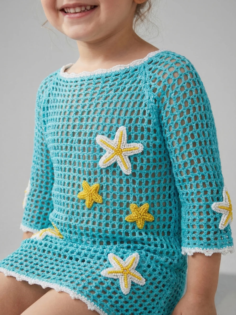 Blue Starfish Kids Crochet Dress