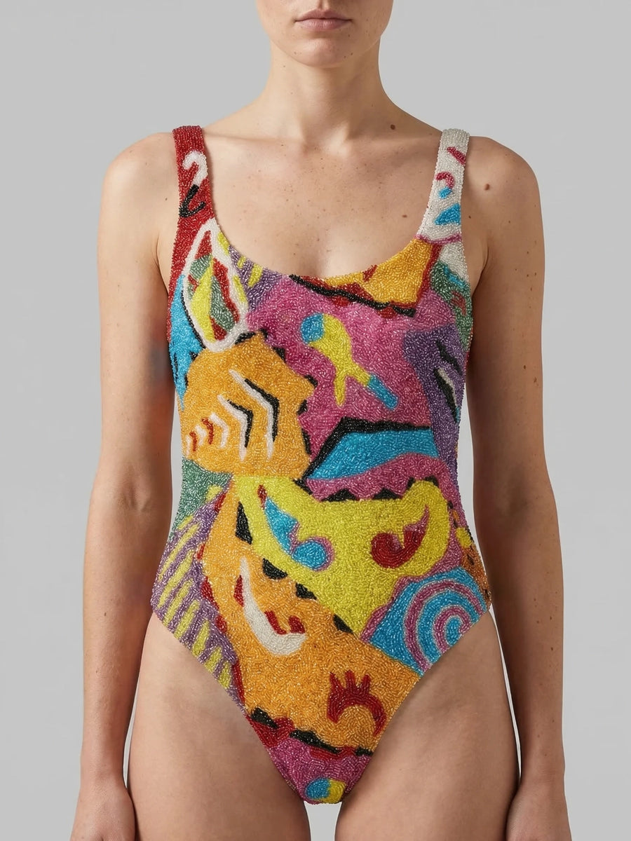 Boston Beaded Swimsuit Multi Colour in Stock