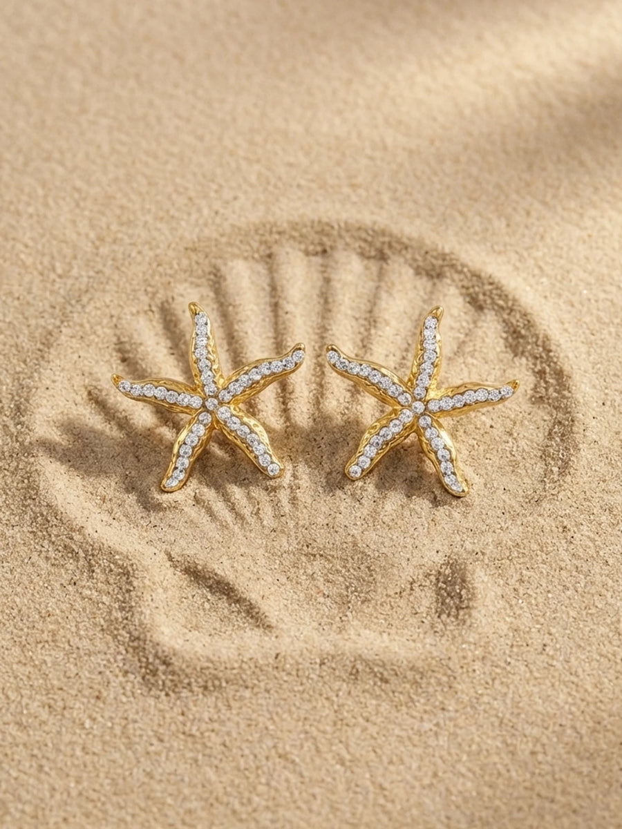 Marina's Golden Starfish Crystal Earrings
