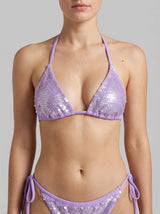 Sienna Sequin Embroidery Bikini Top Lilac