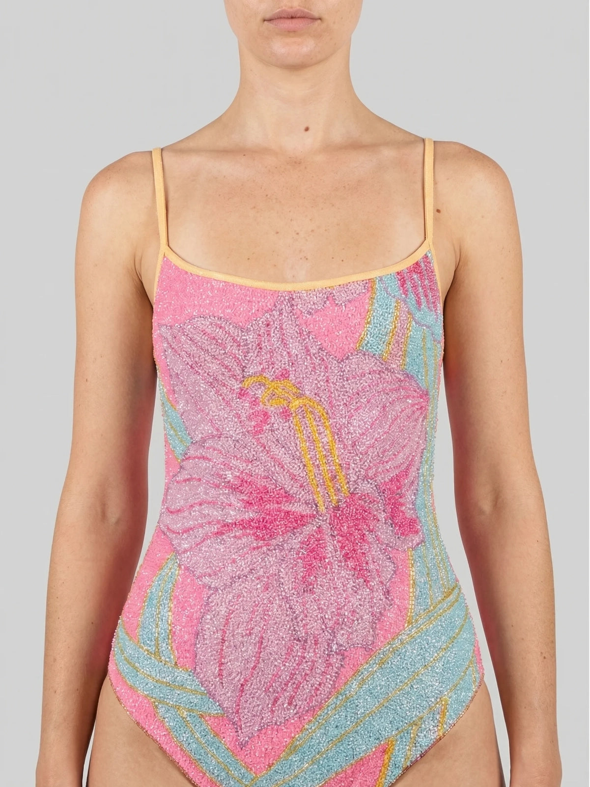 Tiffany Beaded Swimsuit Pink Tosca Oceanus x By Poppy