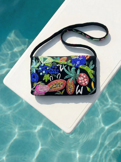 Carmensita Black Hand Embroidered Hand Bags