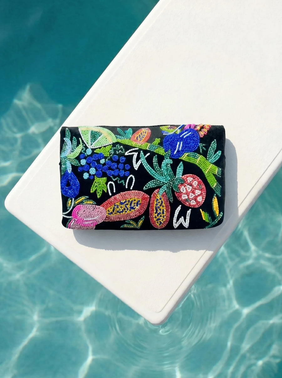 Carmensita Hand embroidered Makeup bag Christina Milian
