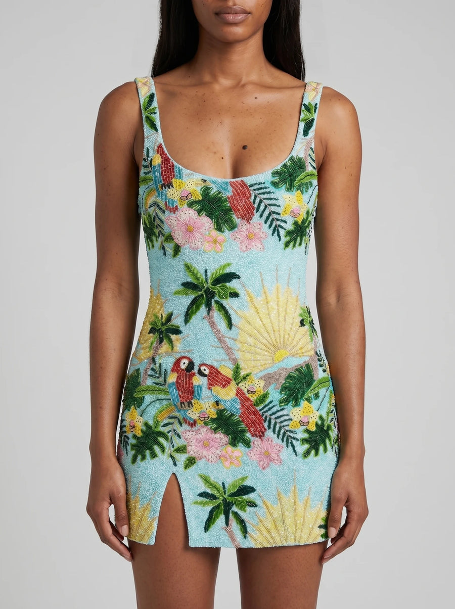 Pandora Luxe Hand Beaded dress Baby Blue