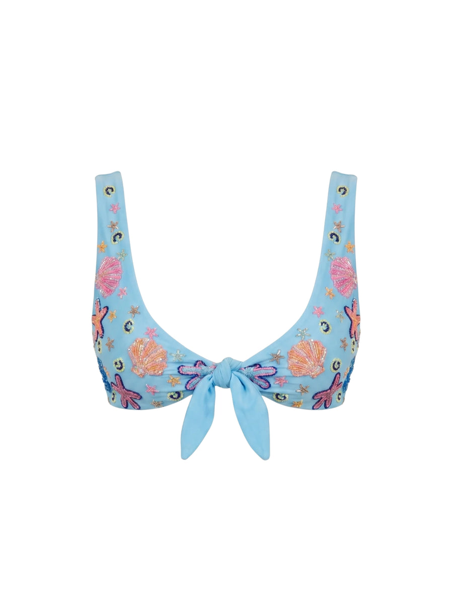 Orla Tie In The Middle Bikini Top Blue