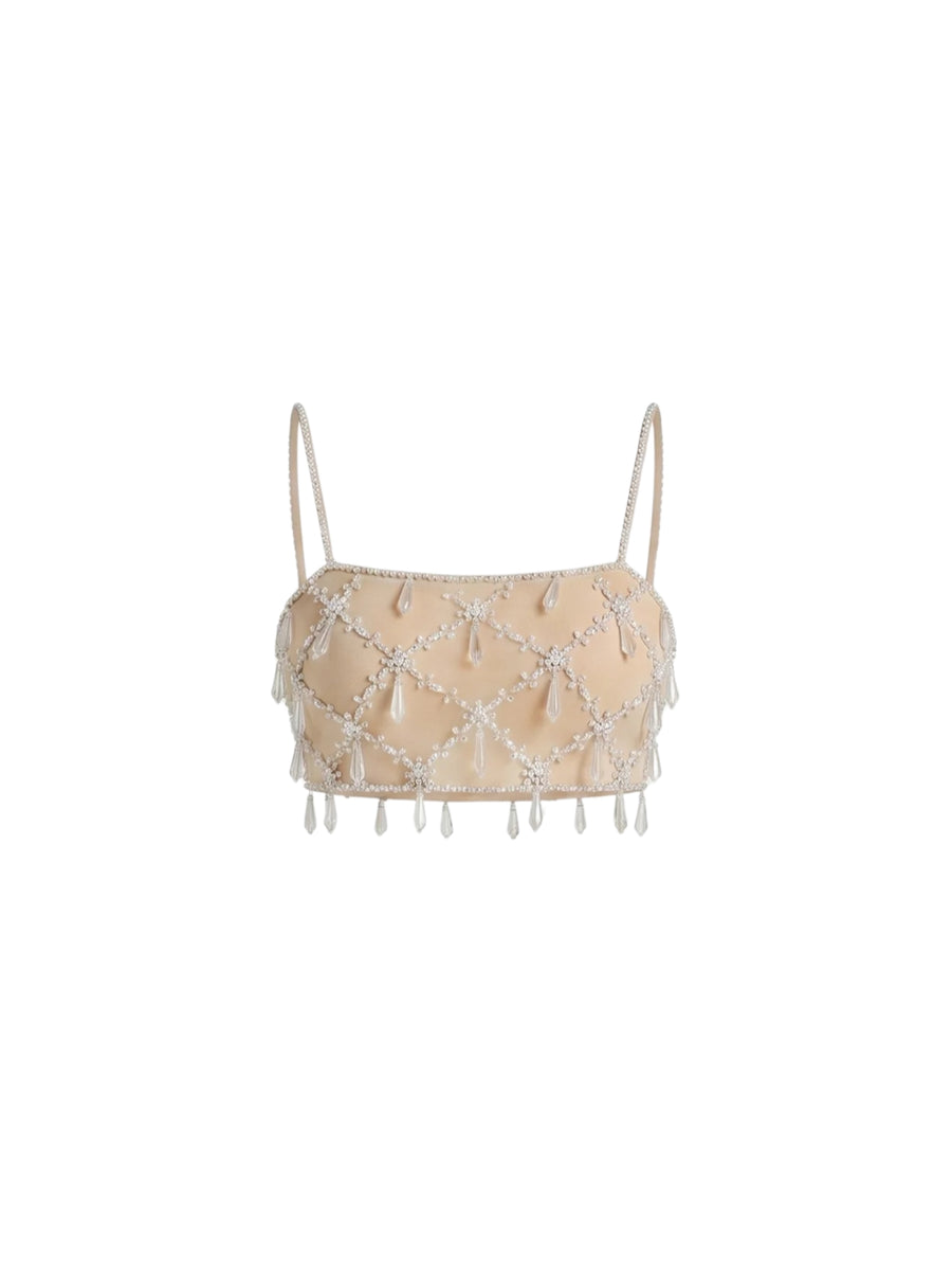 Calliope Luxury Crystal Co-Ord Top Nude