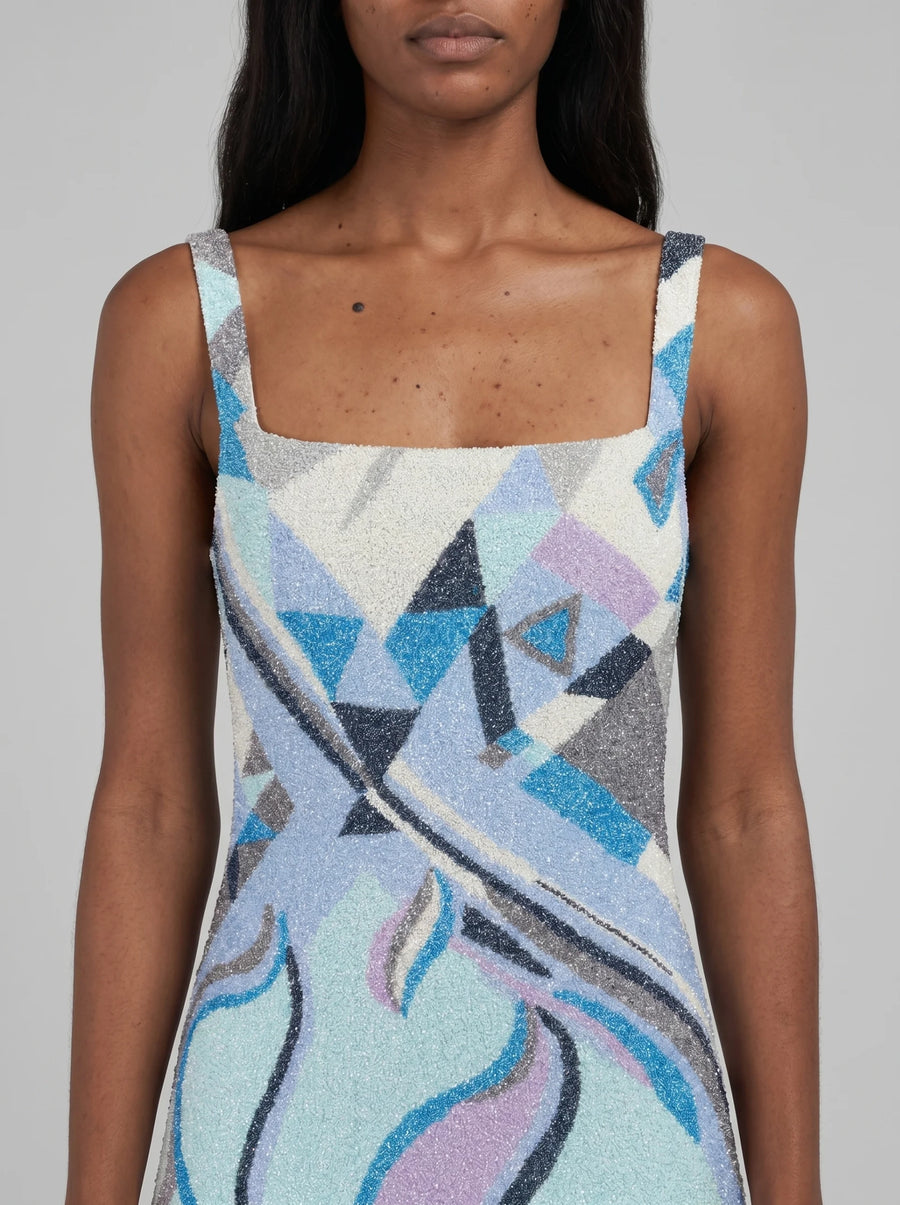 Sofia Hand Beaded Blue Party Dress in Stock