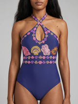 Sirena Halter Swimsuit Blue