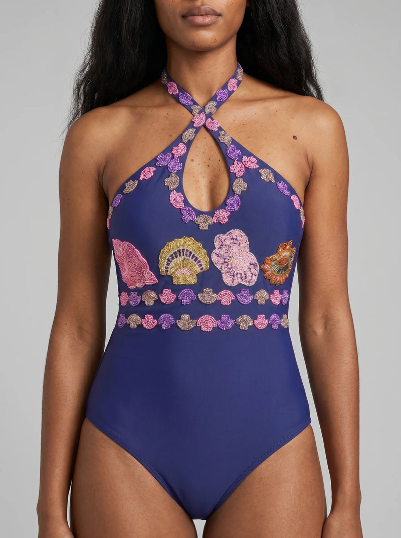 Sirena Halter Swimsuit Blue