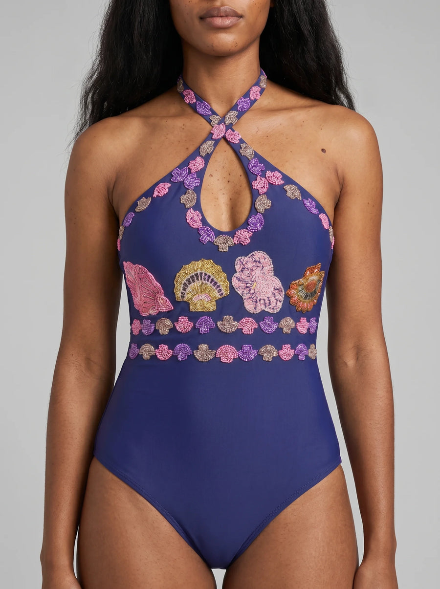 Sirena Halter Swimsuit Blue