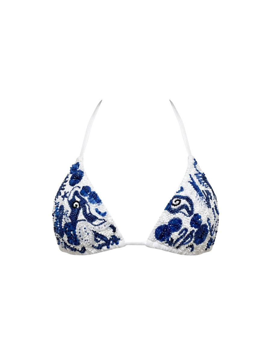 Sea Horse Bikini Top white