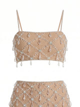 Calliope Luxury Crystal Co-Ord Top Nude