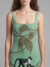 St. Barth Hand-Beaded Crystal Green Mini Dress