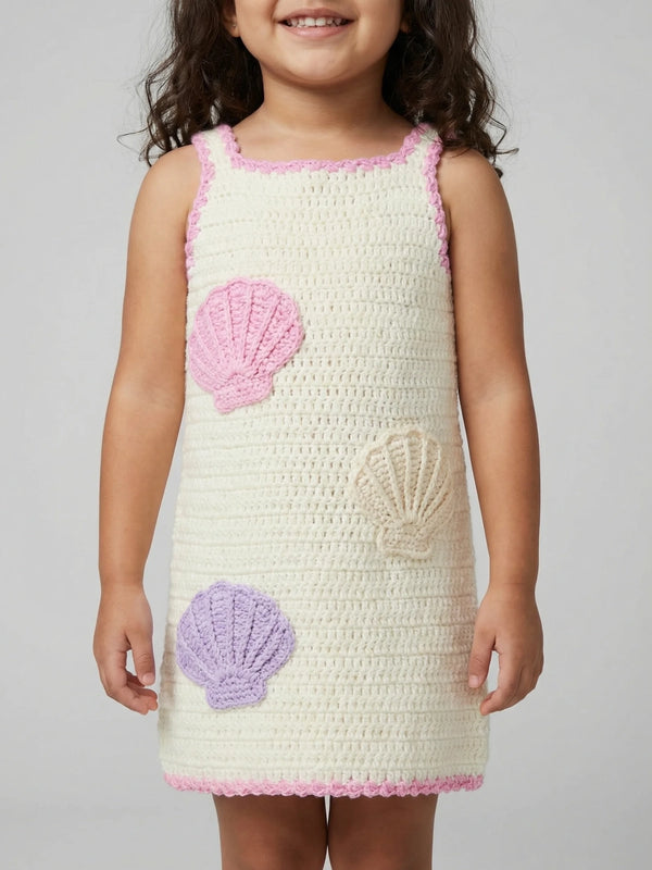 Shell White Crochet Kids Dress