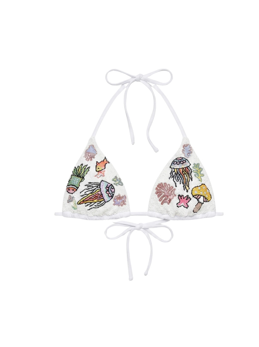 Jellyfish Bikini Top in White