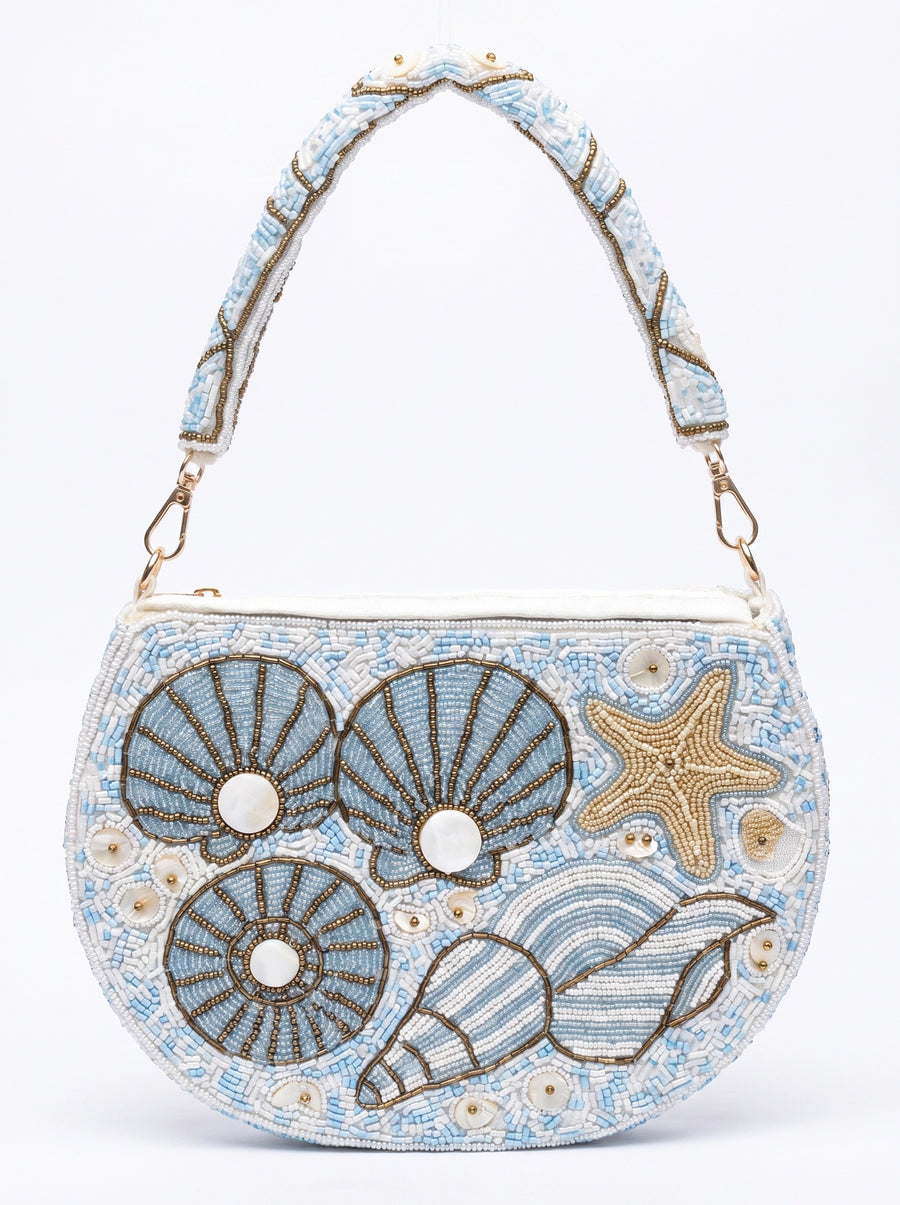 Coral Shell Blue White Bag