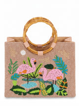 Flamingo Wooden Ring Bag