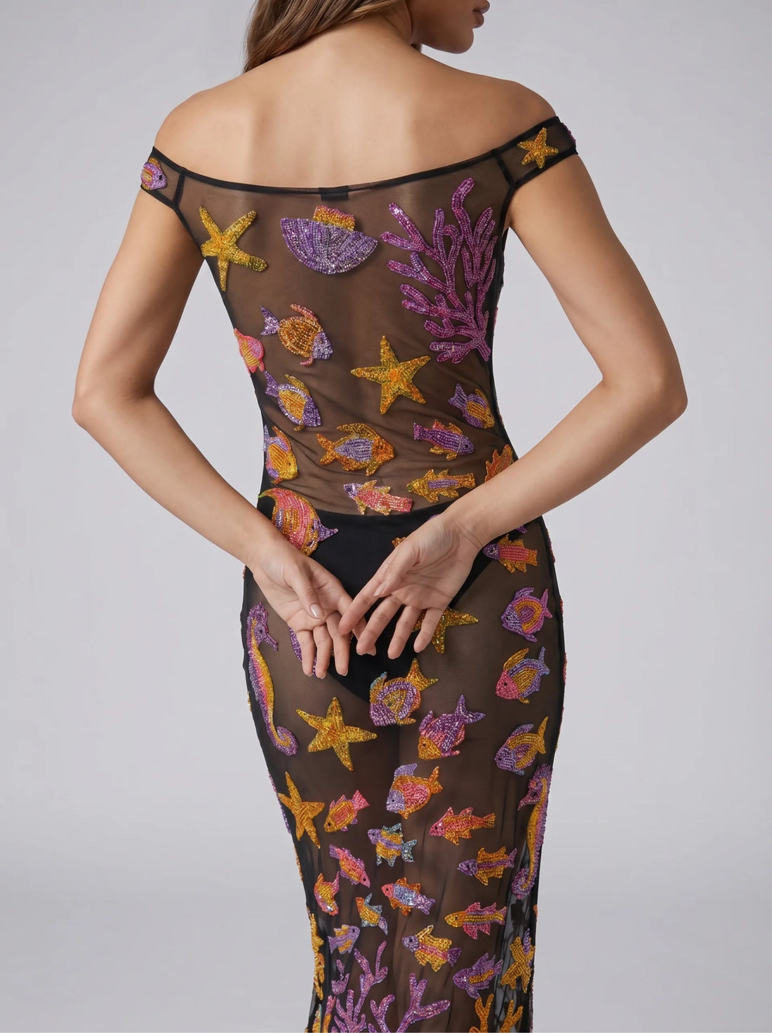 Curve Coraline Black Sheer Maxi Dress