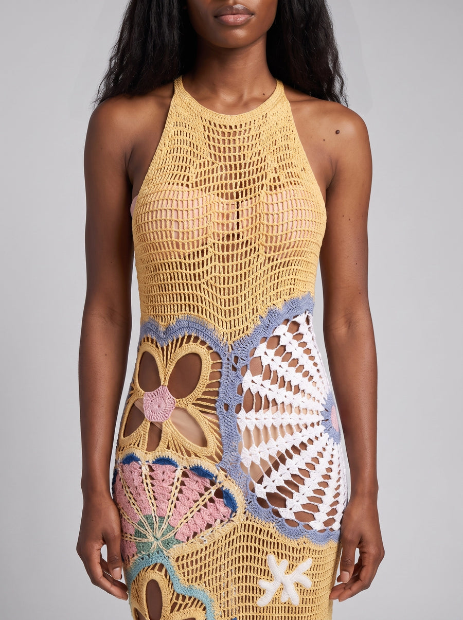 Shop Pearl Halter Crochet Multi Maxi Dress