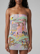 Jungle Paradise Strapless Mini Dress