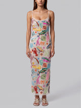 Arizona White Long Dress Maxi Thin strap Sheer