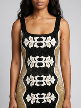 Oceanus x Bárbara Hulanicki Serpentina Black Gold Mini Dress