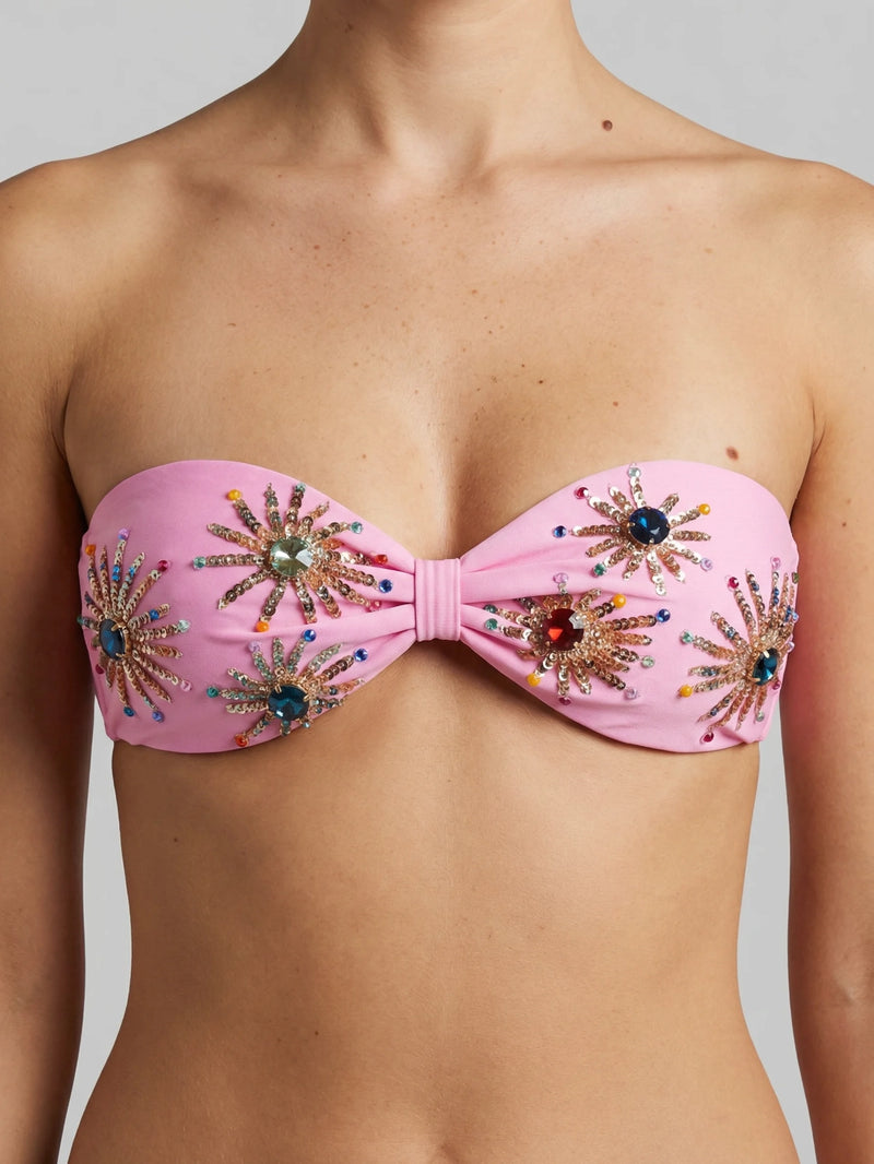 Stella Embellished Bandeau Bikini Top in Stock