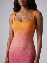Sofia Hand Beaded Party Dress Orange Pink Ombre MAXI DRESS