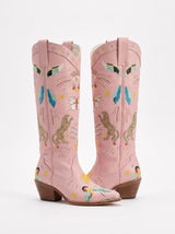Oceanus Multi Colour Embroidered Western Long Boots