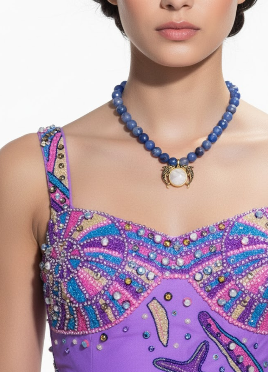 Dolphin Moon Pearl Necklace