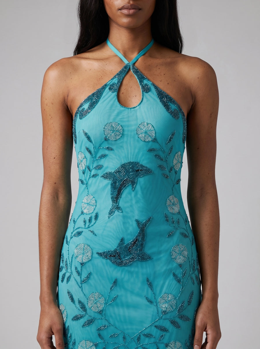 Dolphin Halterneck Maxi Dress