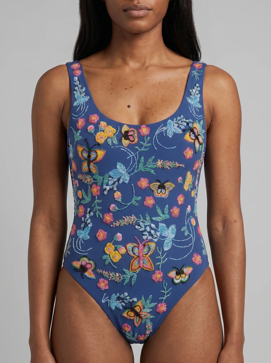 Alabama Floral Hand Embroidered One Piece Swimsuit Multi Colour