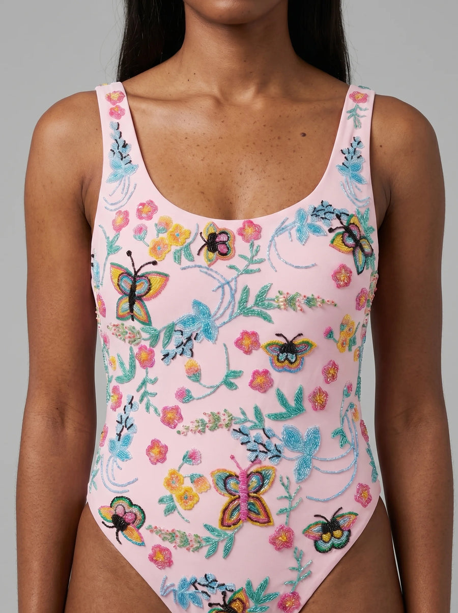 Alabama Floral Hand Embroidered One Piece Swimsuit Multi Colour