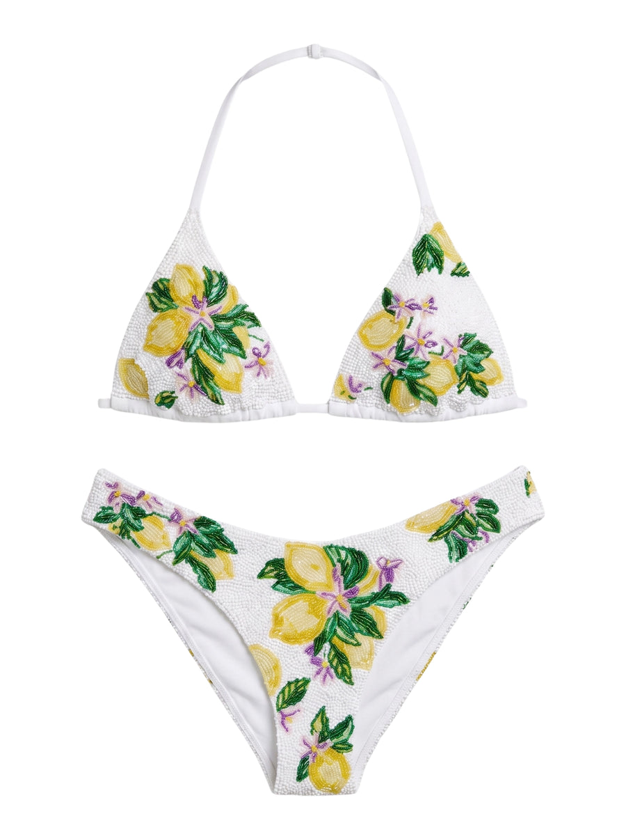 Lemonade Blossom White Bikini Bottom