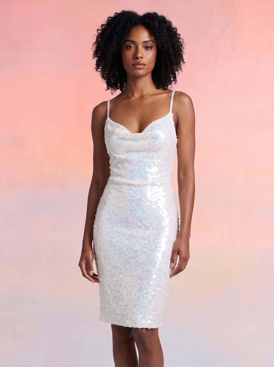 Sienna White Sequin Luxury Mini Dress