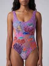 Coastal Fish Beaded Swimsuit
