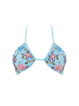 Fia Tropical Hand Embroidered Bikini Top Blue