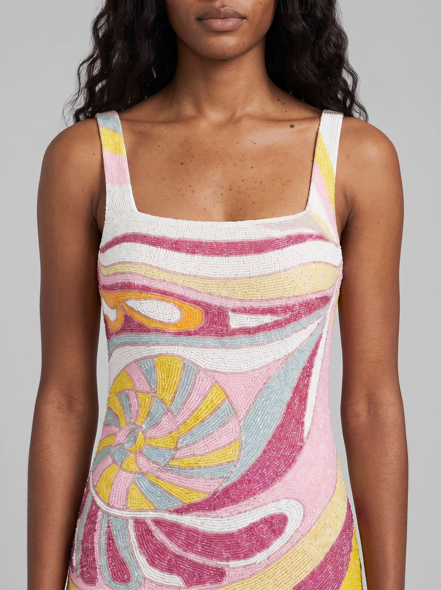 Mare Wave Pink Beaded Mini Dress