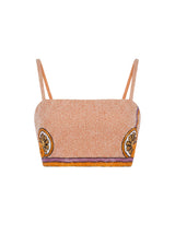 Melodie Co-ord Hand Embroidered Crystal Top Peach
